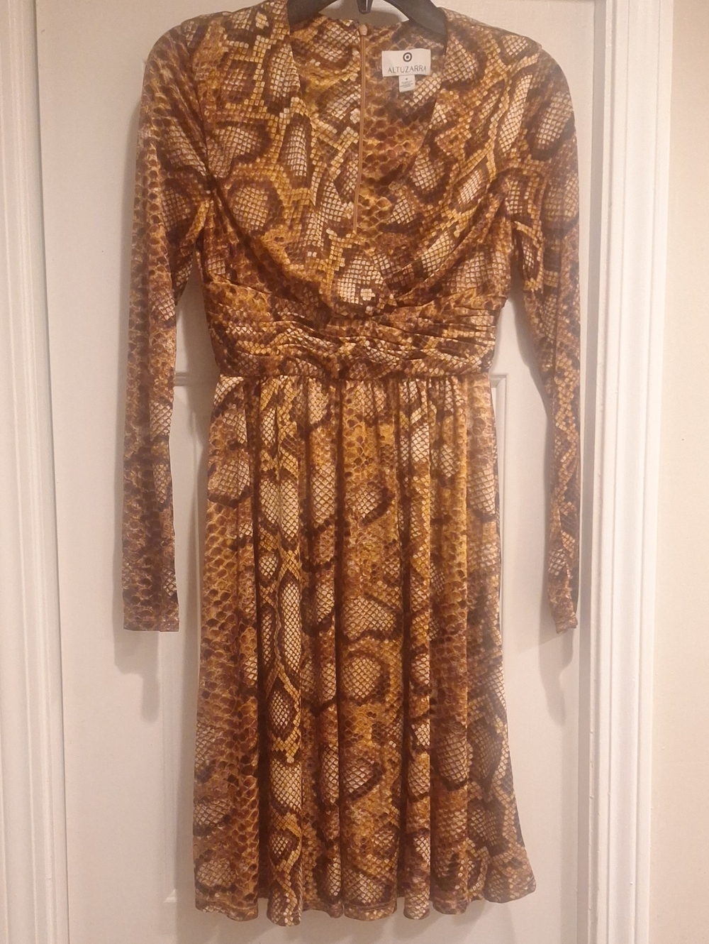 Altuzarra Brown Snake-Print Long Sleeve Dress
